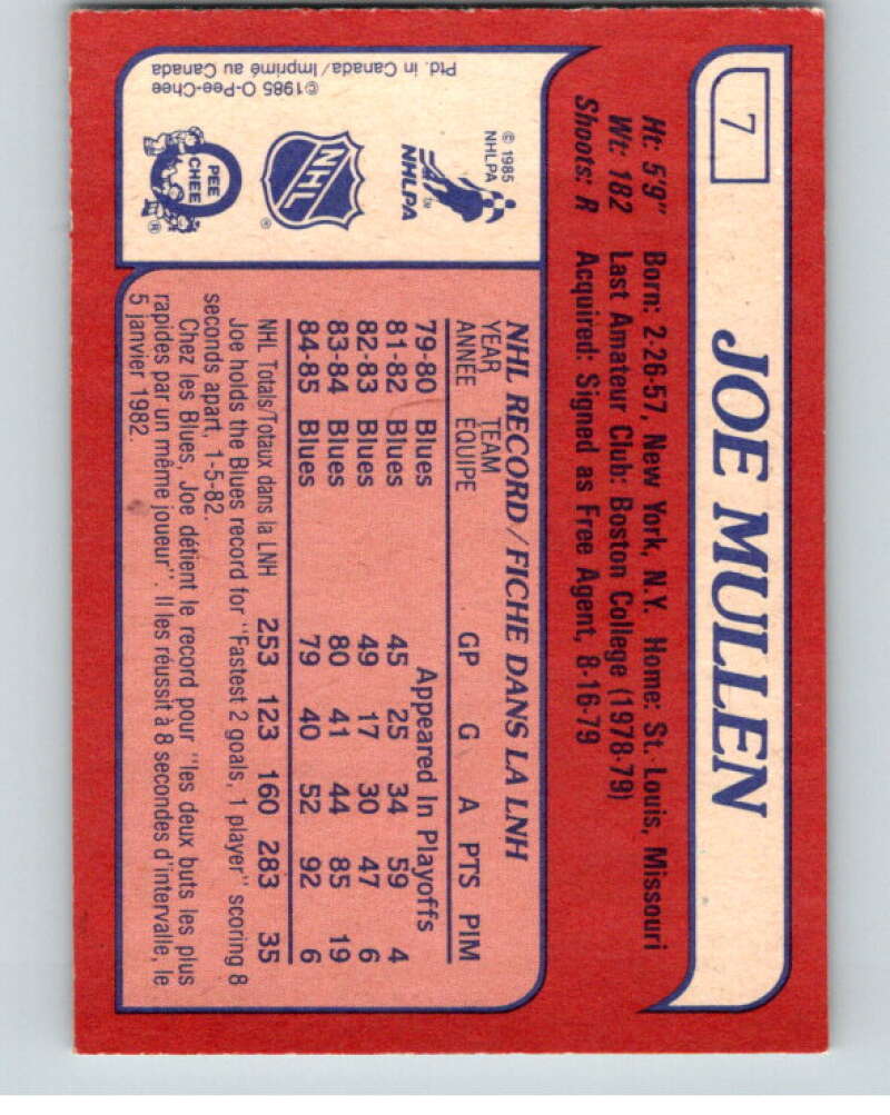 1985-86 O-Pee-Chee #7 Joe Mullen St. Louis Blues V56331 Image 2