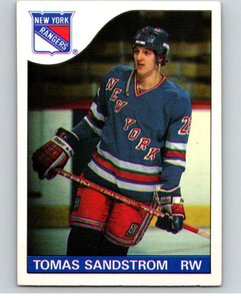 1985-86 O-Pee-Chee #123 Tomas Sandstrom RC Rookie Rangers V56621 Image 1