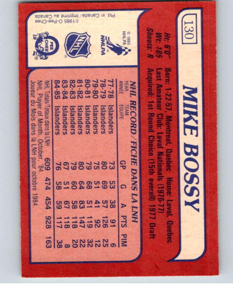 1985-86 O-Pee-Chee #130 Mike Bossy New York Islanders V56635 Image 2
