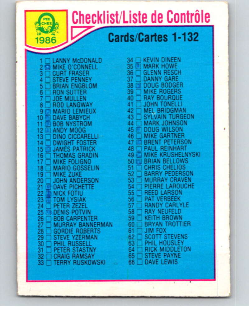 1985-86 O-Pee-Chee #165 Checklist V56722 Image 1
