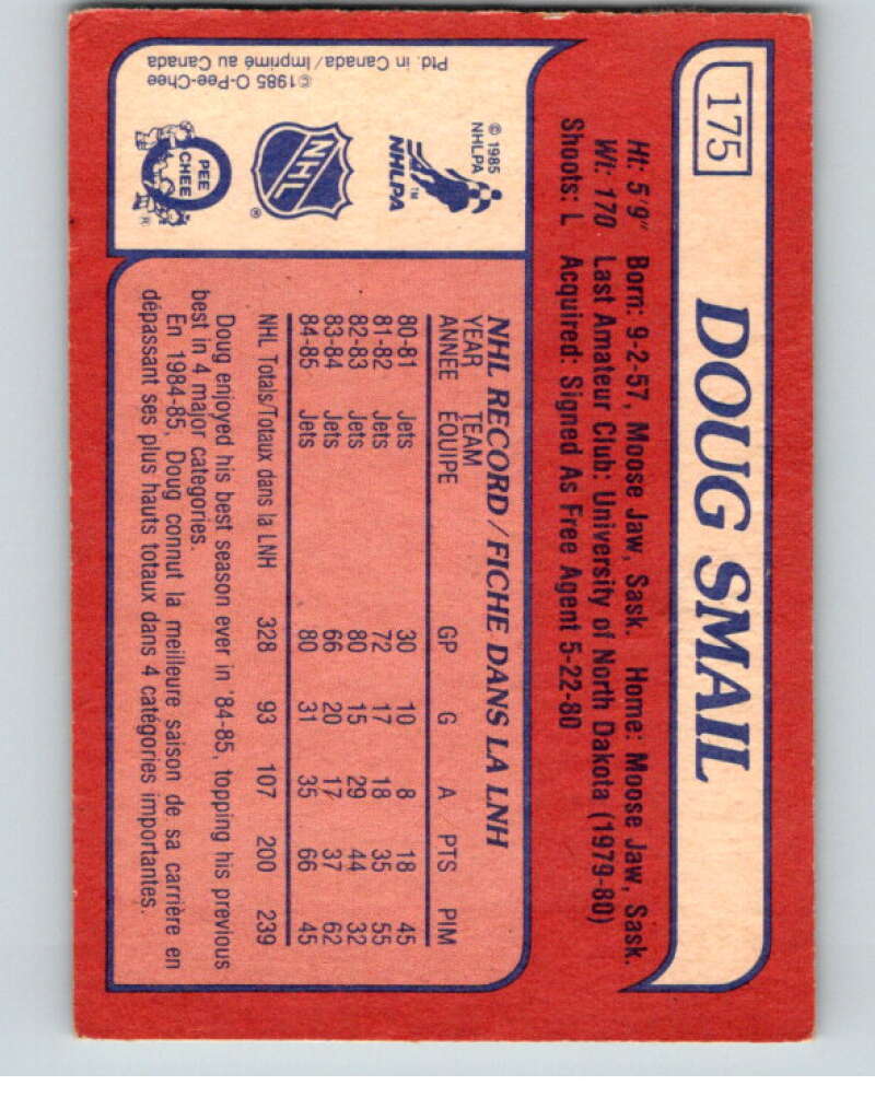 1985-86 O-Pee-Chee #175 Doug Smail Winnipeg Jets V56752 Image 2