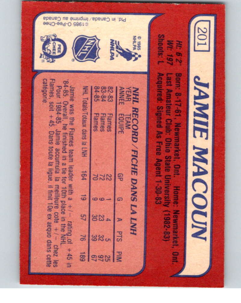 1985-86 O-Pee-Chee #201 Jamie Macoun Calgary Flames V56811 Image 2