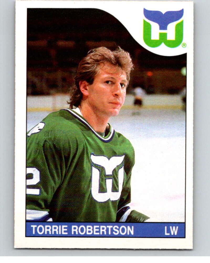 1985-86 O-Pee-Chee #218 Torrie Robertson RC Rookie Whalers V56839 Image 1