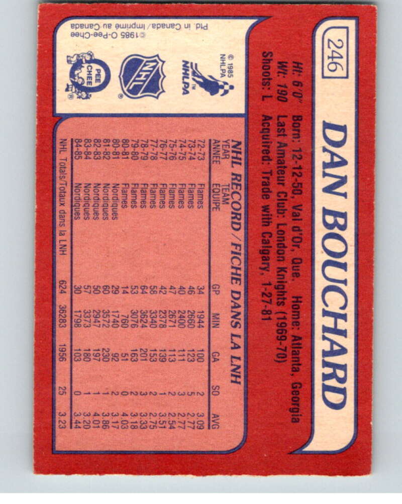 1985-86 O-Pee-Chee #246 Dan Bouchard Winnipeg Jets V56910 Image 2