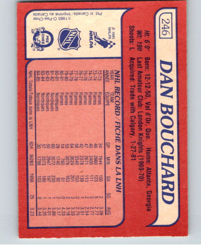 1985-86 O-Pee-Chee #246 Dan Bouchard Winnipeg Jets V56911 Image 2