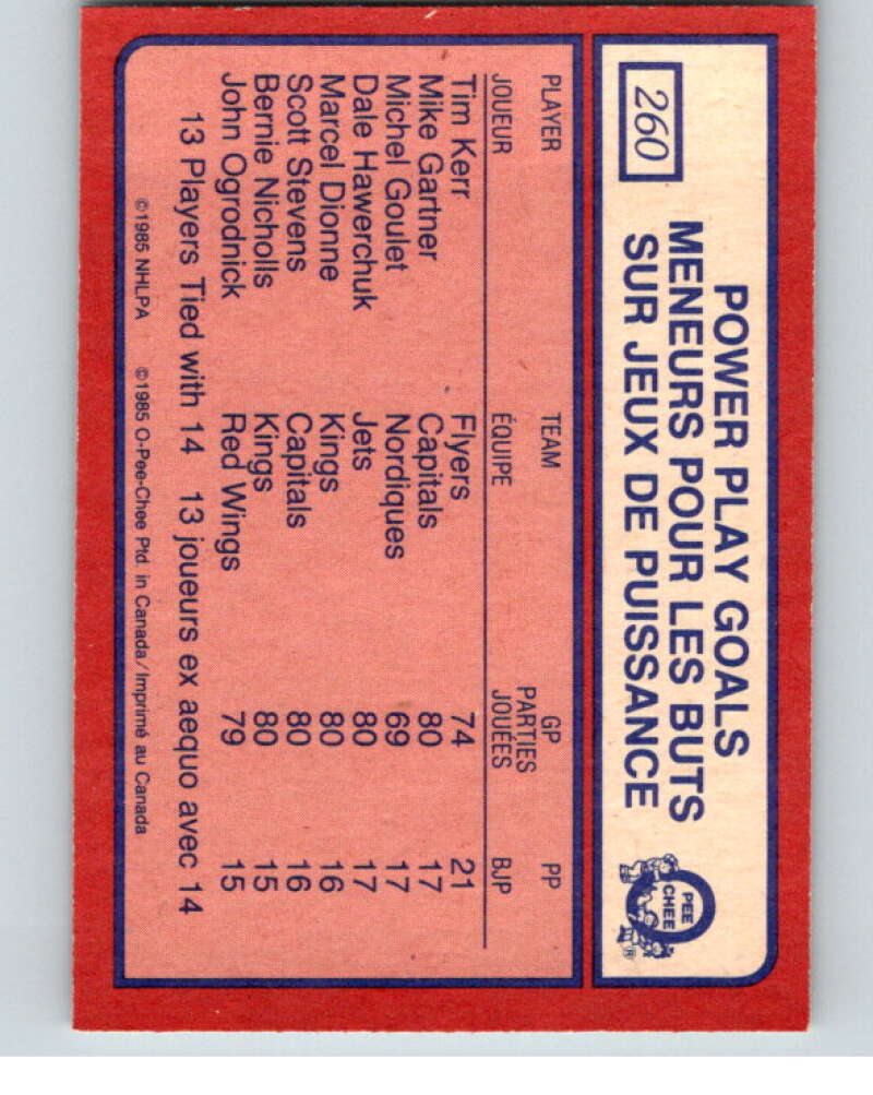1985-86 O-Pee-Chee #260 Tim Kerr LL Philadelphia Flyers V56933 Image 2