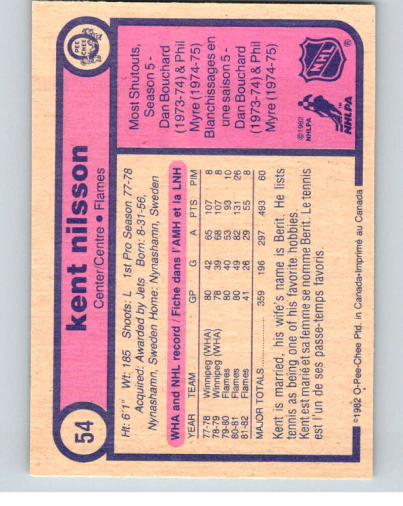 1982-83 O-Pee-Chee #54 Kent Nilsson Calgary Flames V57466 Image 2