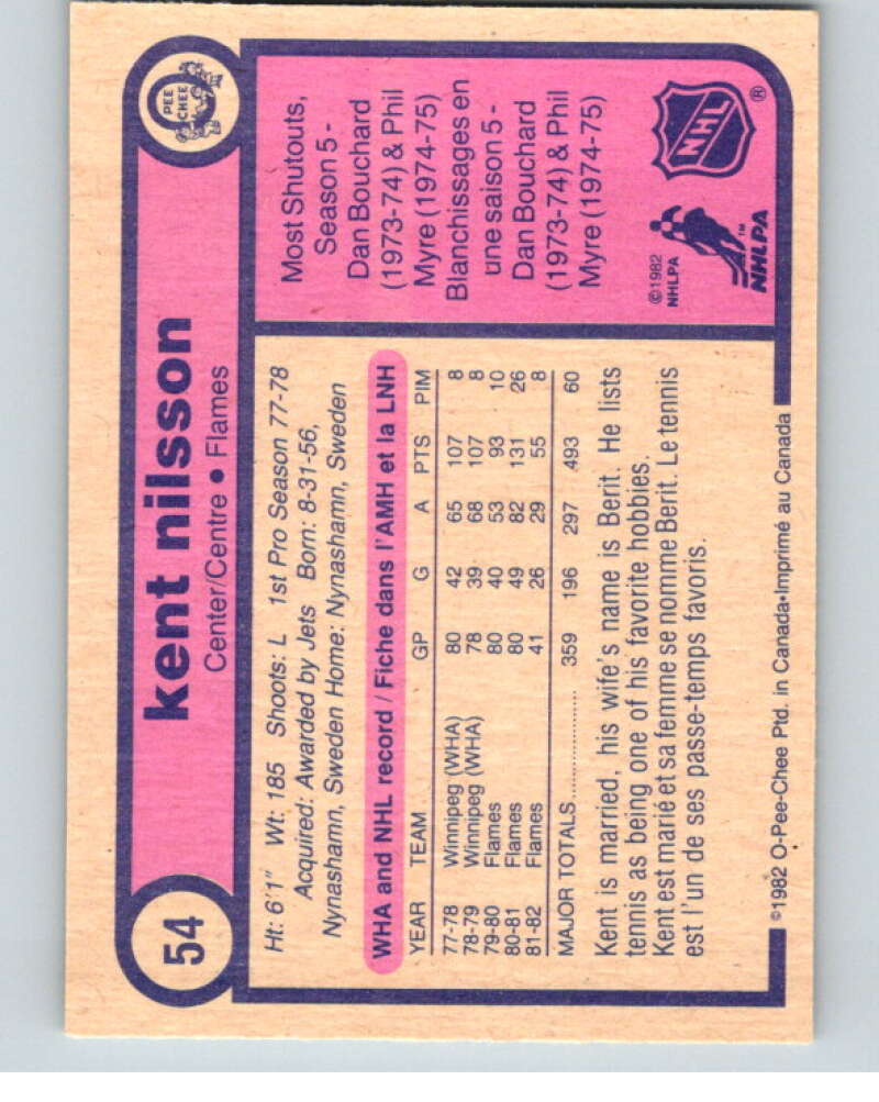 1982-83 O-Pee-Chee #54 Kent Nilsson  Calgary Flames  V57466 Image 2
