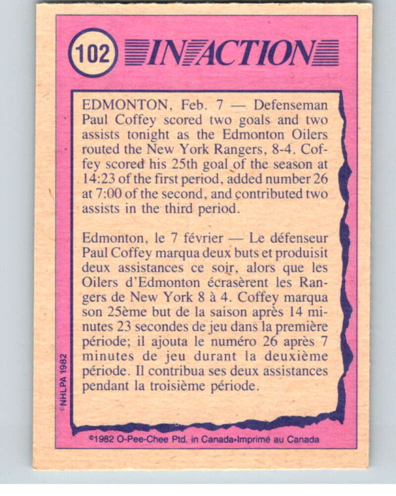 1982-83 O-Pee-Chee #102 Paul Coffey IA Edmonton Oilers V57813 Image 2