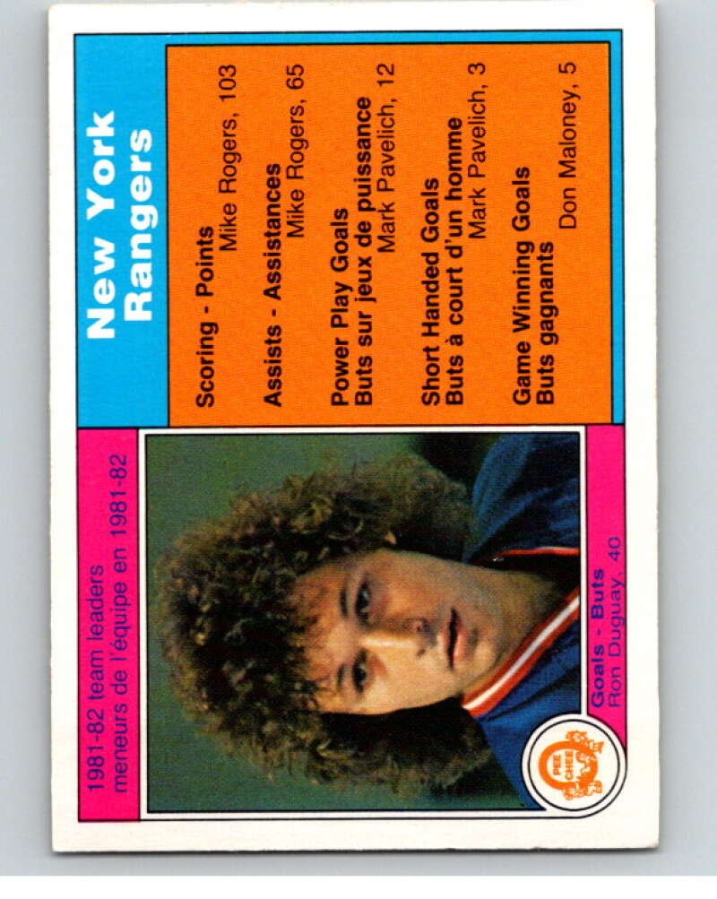 1982-83 O-Pee-Chee #217 Ron Duguay TL New York Rangers V58617 Image 1