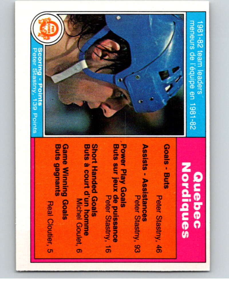 1982-83 O-Pee-Chee #276 Peter Stastny TL Quebec Nordiques V58994 Image 1