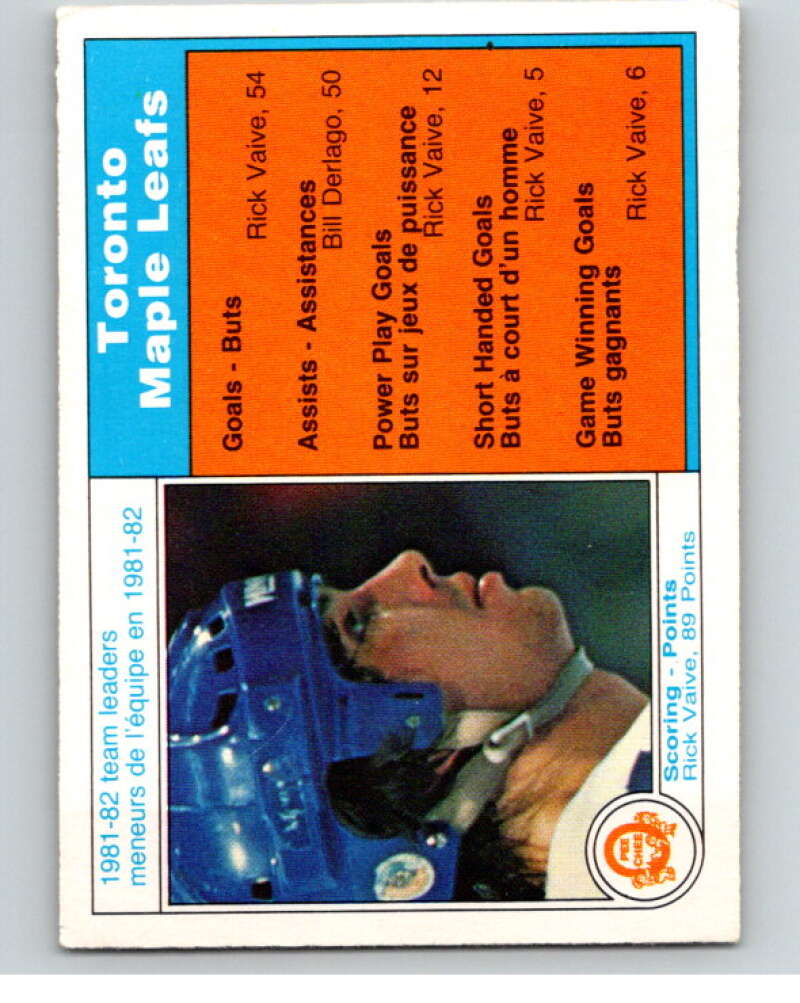 1982-83 O-Pee-Chee #314 Rick Vaive TL Toronto Maple Leafs V59291 Image 1