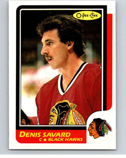 1986-87 O-Pee-Chee #7 Denis Savard  Chicago Blackhawks  V63213 Image 1
