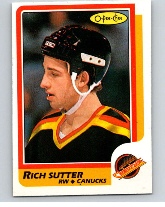 1986-87 O-Pee-Chee #29 Rich Sutter  Vancouver Canucks  V63255 Image 1