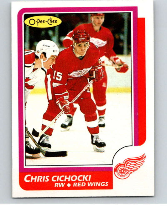 1986-87 O-Pee-Chee #41 Chris Cichocki  RC Rookie Detroit Red Wings  V63279 Image 1