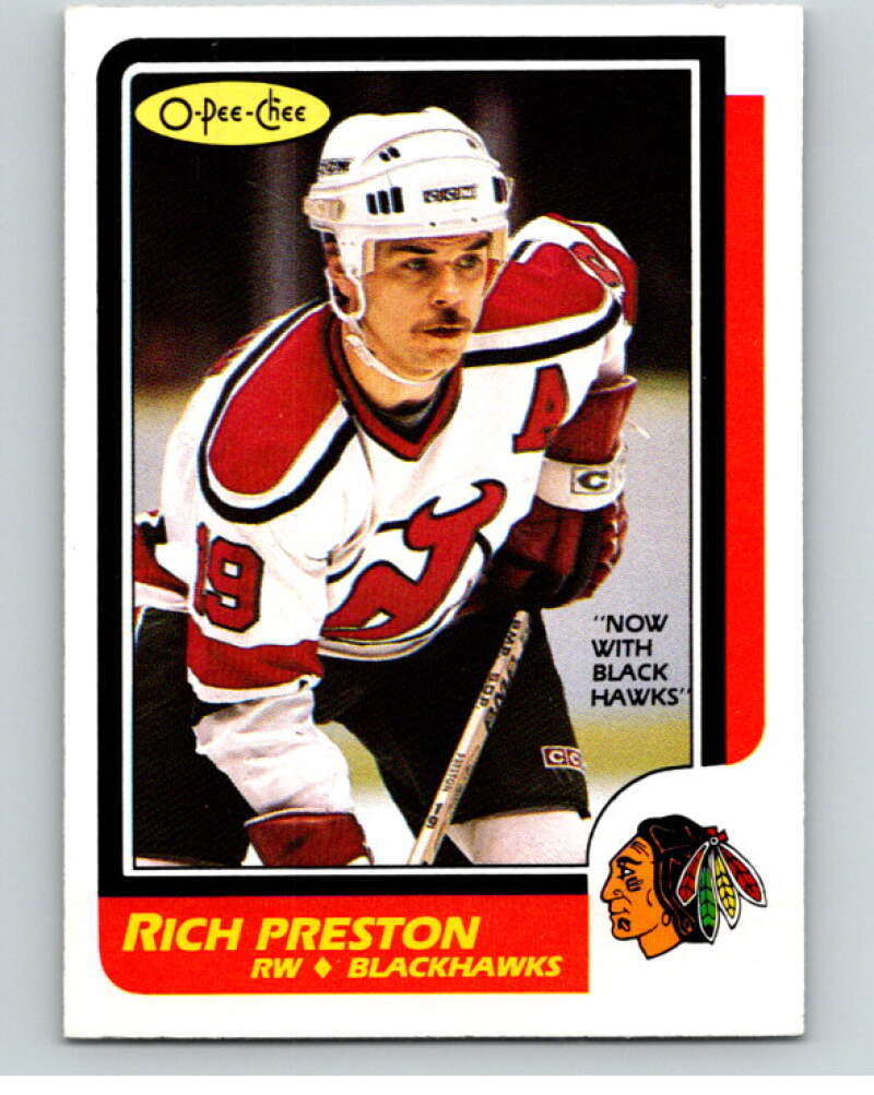 1986-87 O-Pee-Chee #61 Rich Preston Chicago Blackhawks V63311 Image 1