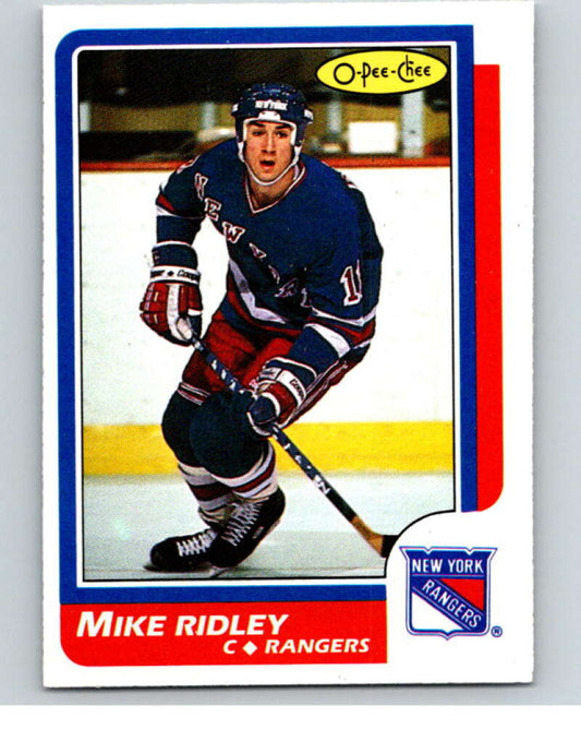 1986-87 O-Pee-Chee #66 Mike Ridley  RC Rookie New York Rangers  V63321 Image 1