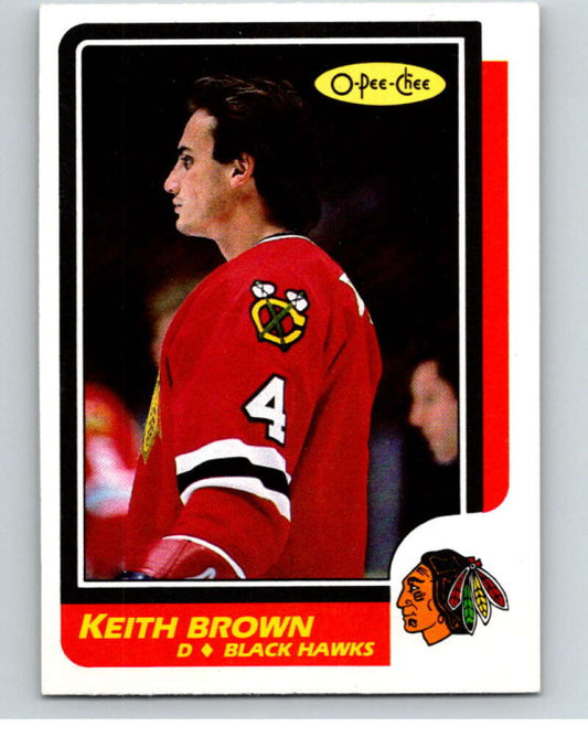 1986-87 O-Pee-Chee #206 Keith Brown  Chicago Blackhawks  V63620 Image 1