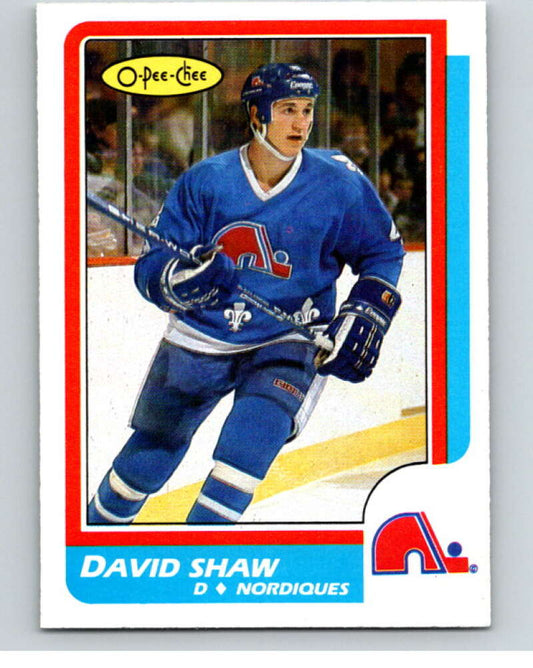 1986-87 O-Pee-Chee #236 David Shaw  RC Rookie Quebec Nordiques  V63681 Image 1