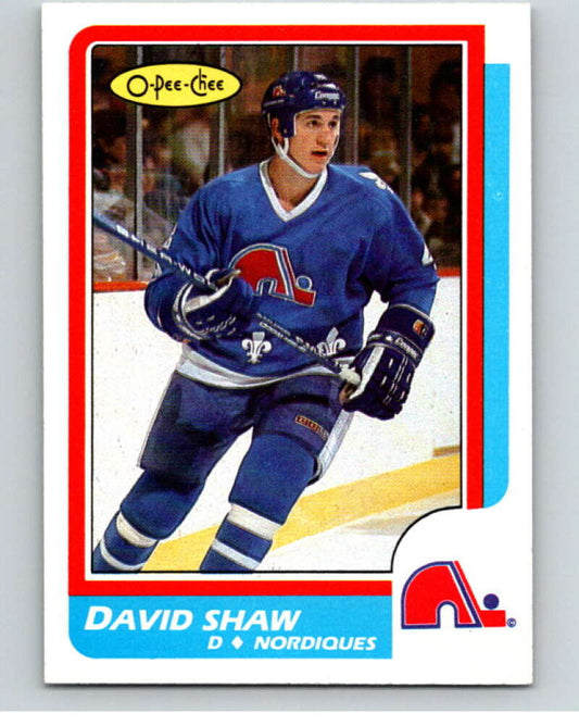 1986-87 O-Pee-Chee #236 David Shaw  RC Rookie Quebec Nordiques  V63682 Image 1