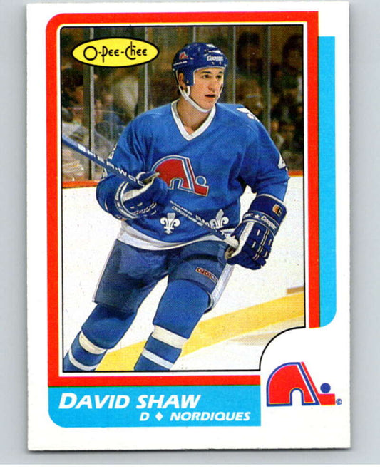 1986-87 O-Pee-Chee #236 David Shaw  RC Rookie Quebec Nordiques  V63684 Image 1