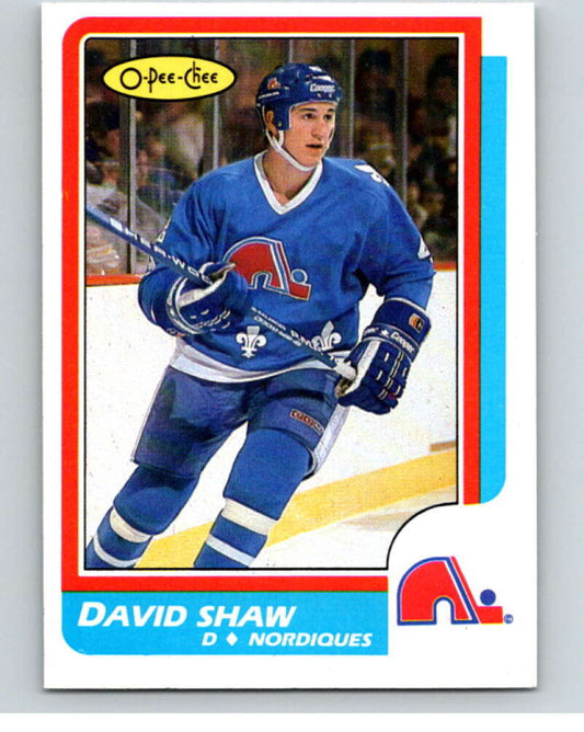 1986-87 O-Pee-Chee #236 David Shaw  RC Rookie Quebec Nordiques  V63685 Image 1