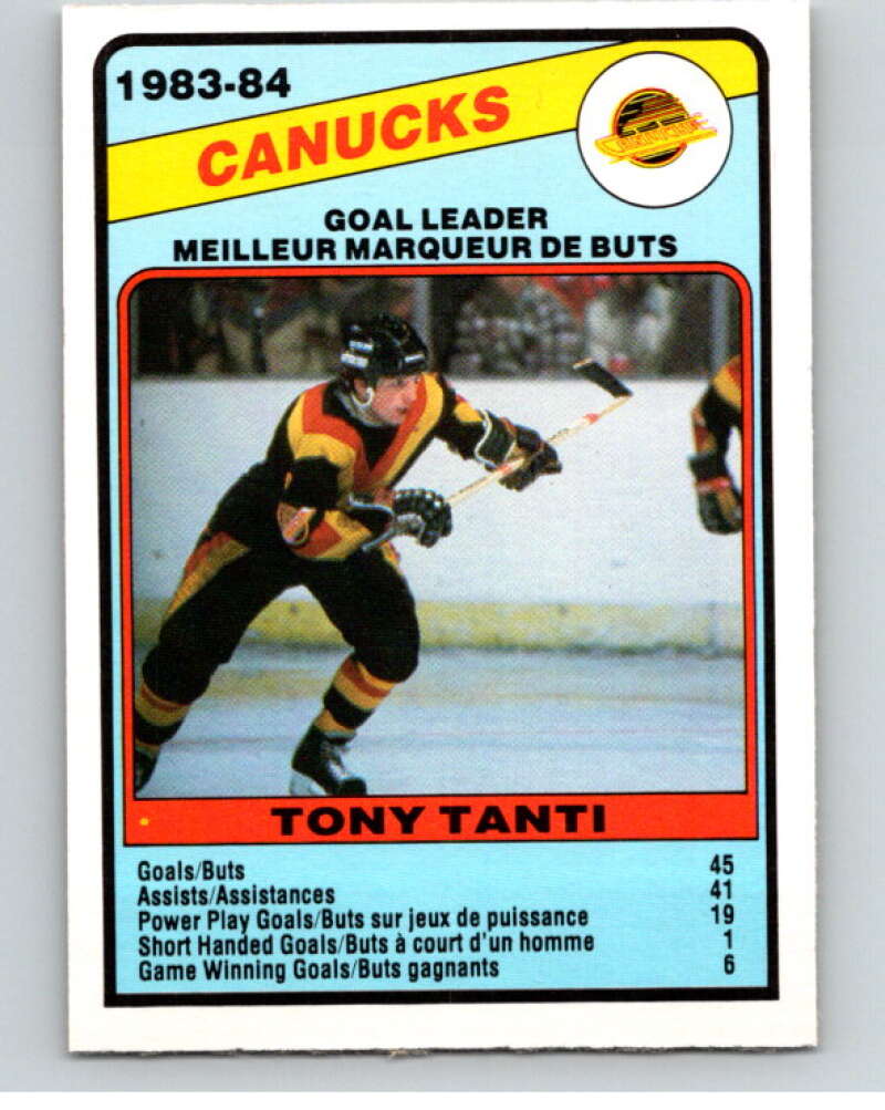 1984-85 O-Pee-Chee #369 Tony Tanti TL Vancouver Canucks V64729 Image 1