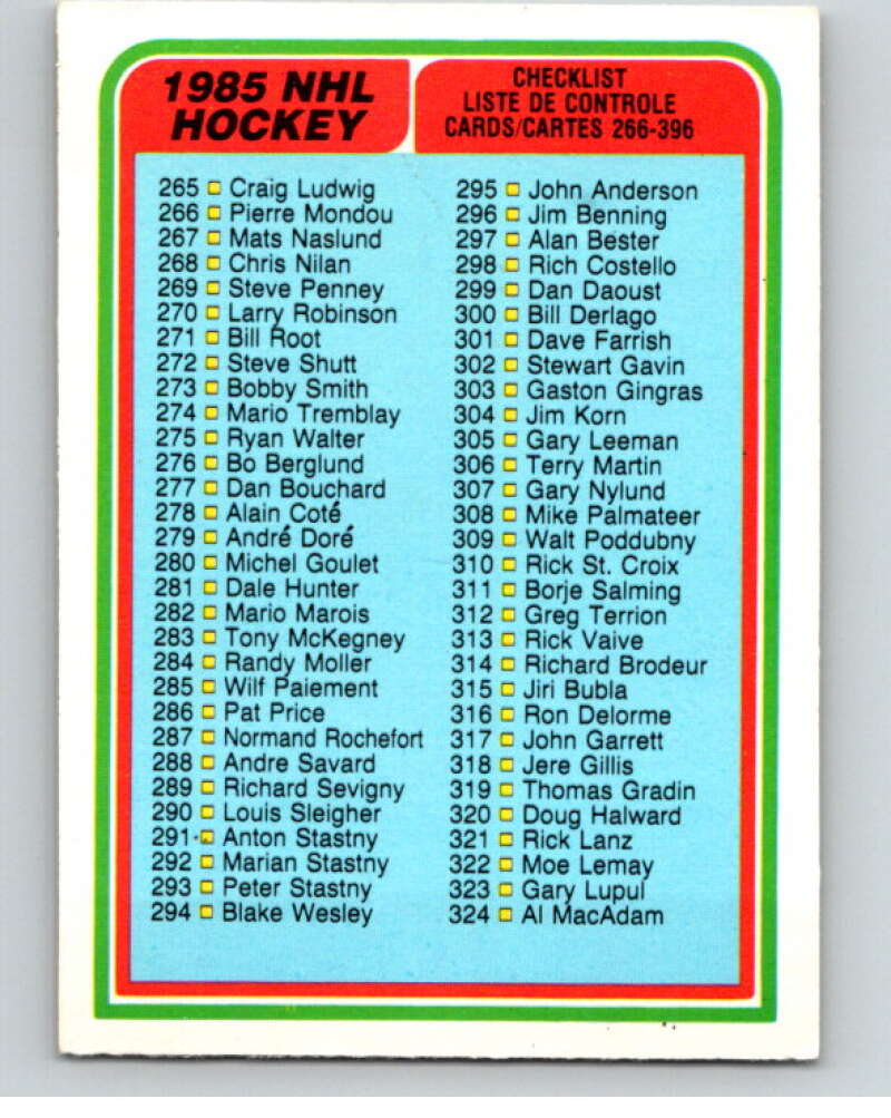 1984-85 O-Pee-Chee #396 Checklist V64778 Image 1
