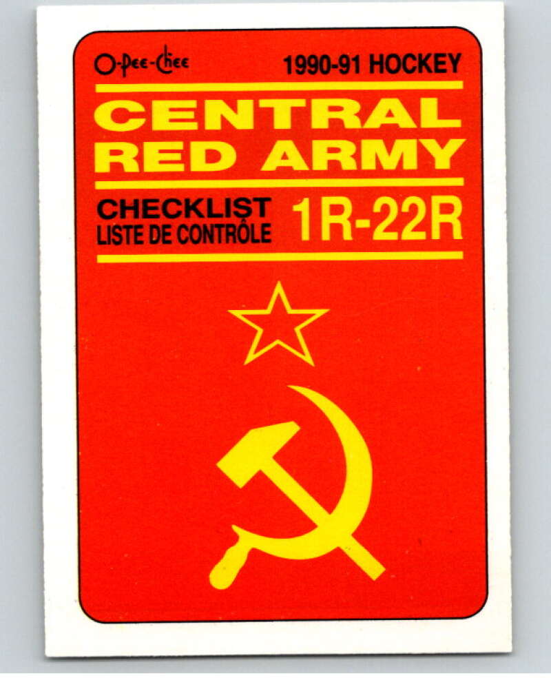 1990-91 O-Pee-Chee Red Army #22R Checklist Card V65026 Image 1