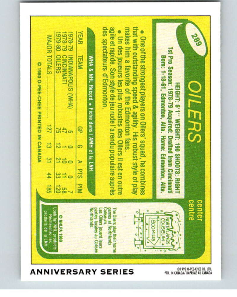 1992-93 O-Pee-Chee 25th Anniversary Inserts #13 Mark Messier V65079 Image 2
