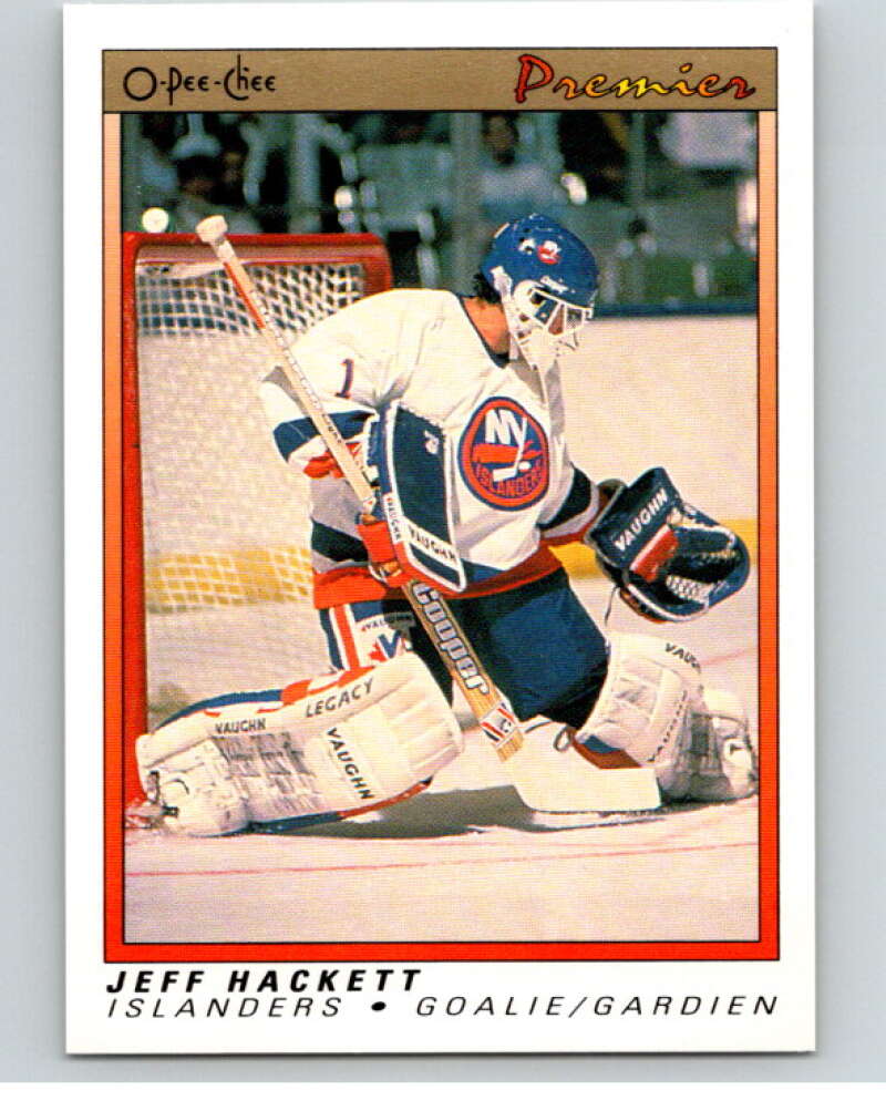 1990-91 OPC Premier #39 Jeff Hackett RC Rookie Islanders V65329 Image 1