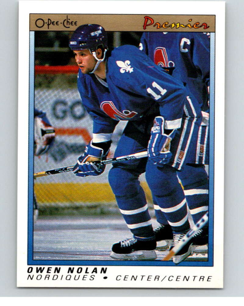 1990-91 OPC Premier #86 Owen Nolan RC Rookie Nordiques V65412 Image 1