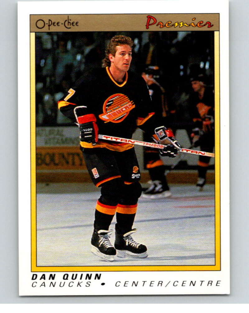 1990-91 OPC Premier #93 Dan Quinn Vancouver Canucks V65424 Image 1