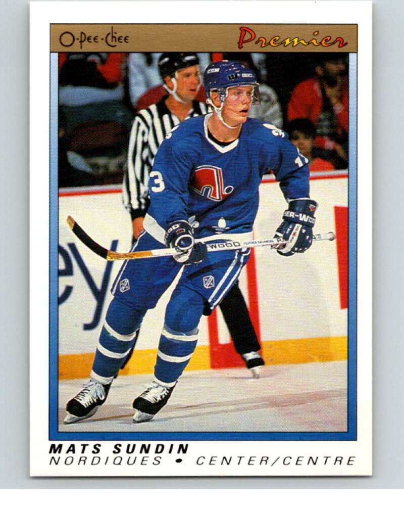 1990-91 OPC Premier #114 Mats Sundin RC Rookie Quebec Nordiques V65474 Image 1