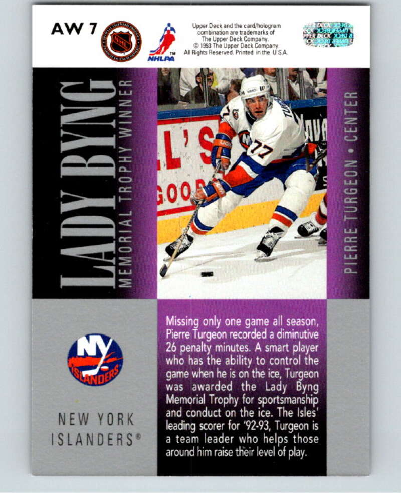 1993-94 Upper Deck Award Winners #AW7 Pierre Turgeon V65617 Image 2