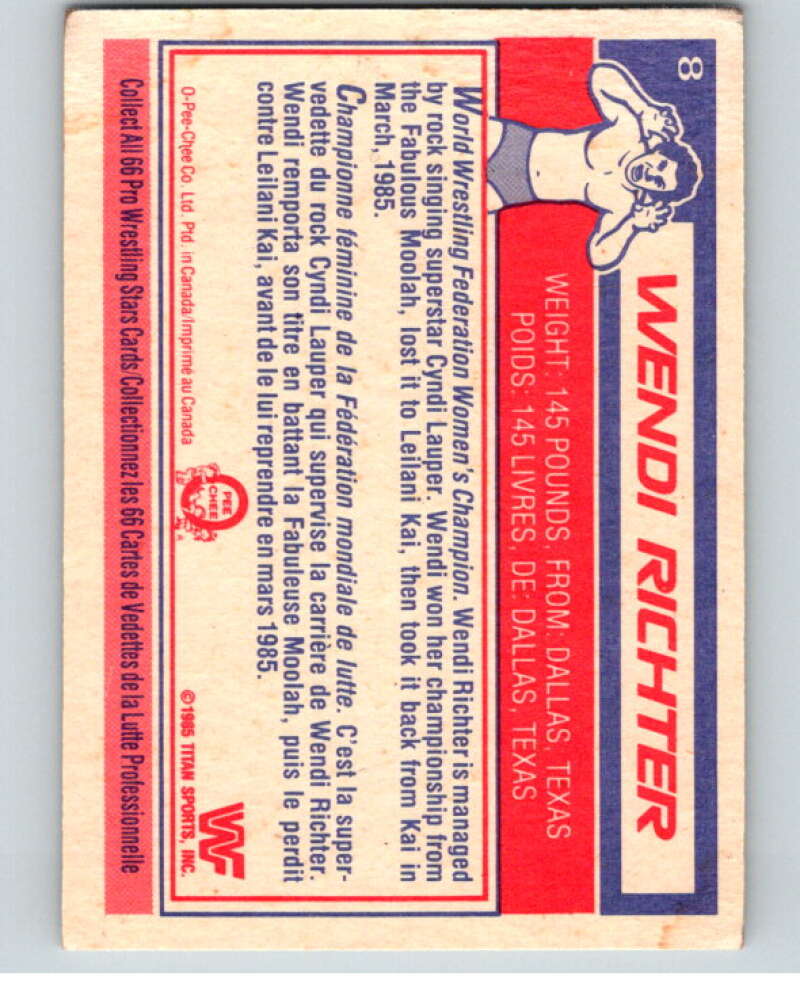 1985 O-Pee-Chee WWF #8 Wendi Richter V65685 Image 2