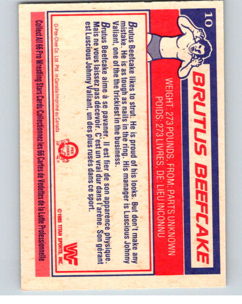 1985 O-Pee-Chee WWF #10 Brutus the Barber Beefcake V65692 Image 2