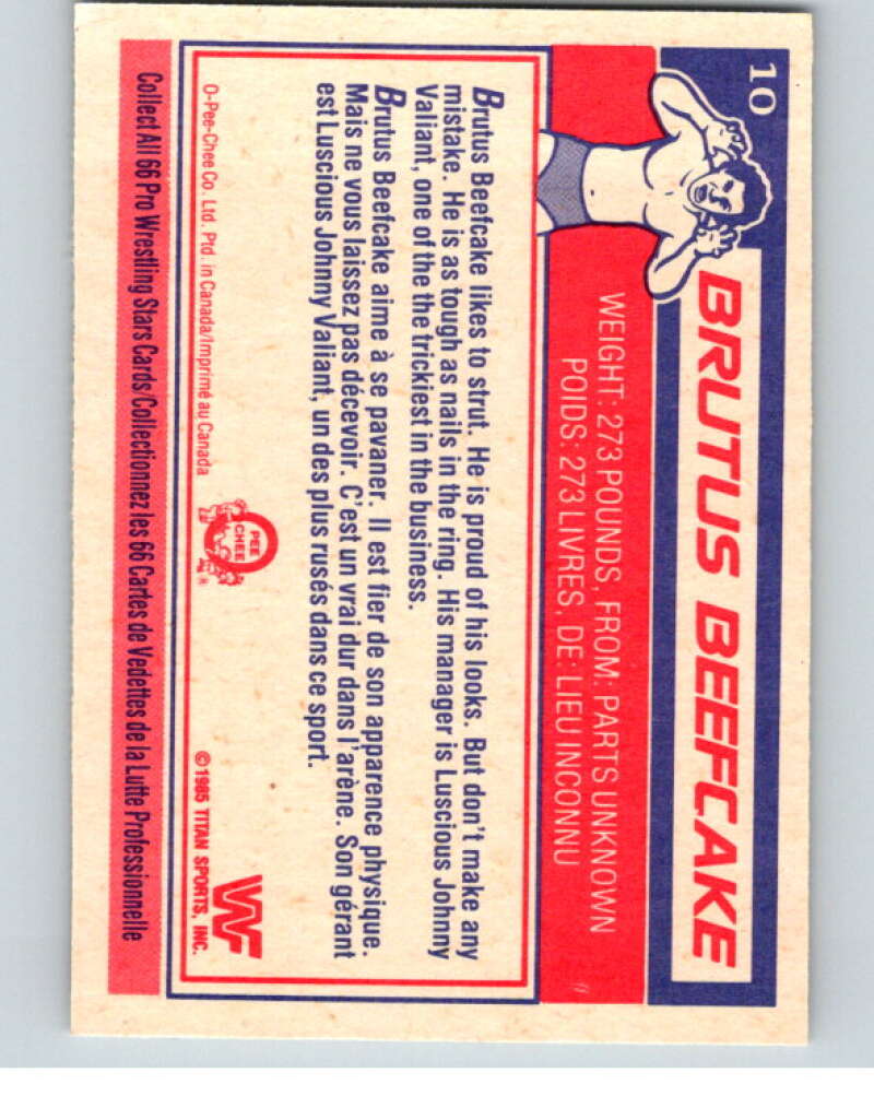 1985 O-Pee-Chee WWF #10 Brutus the Barber Beefcake V65693 Image 2