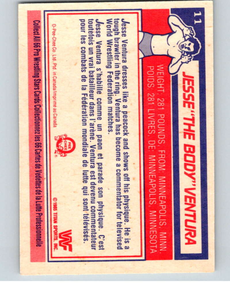 1985 O-Pee-Chee WWF #11 Jesse The Body Ventura V65694 Image 2