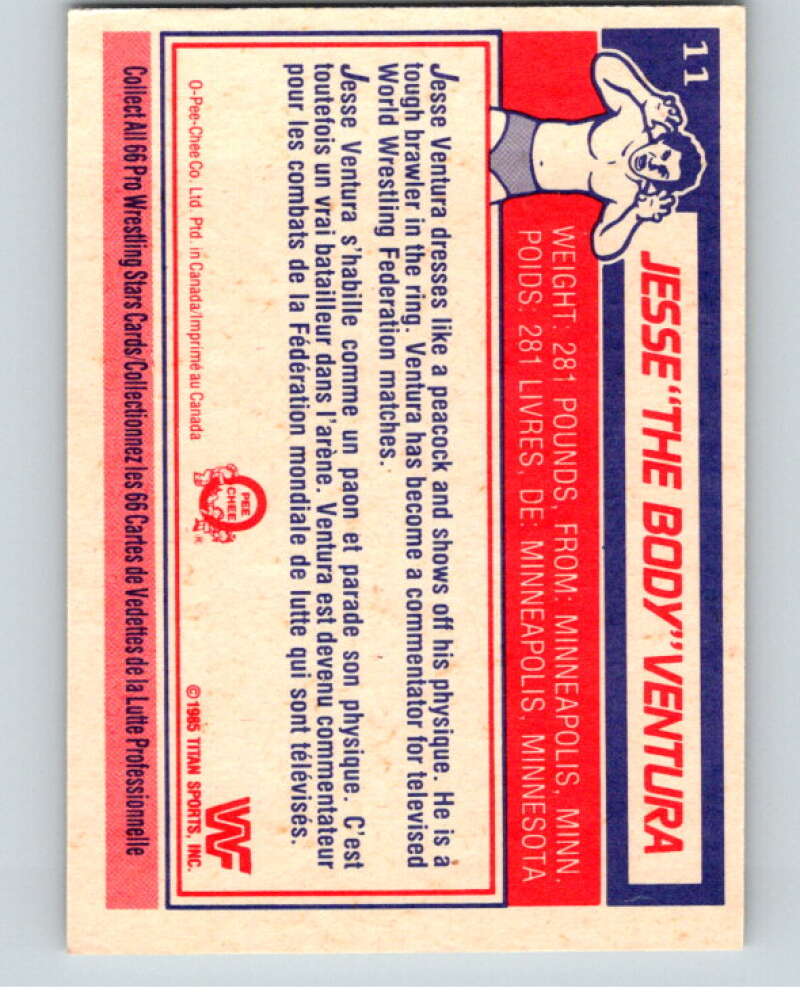 1985 O-Pee-Chee WWF #11 Jesse The Body Ventura V65695 Image 2