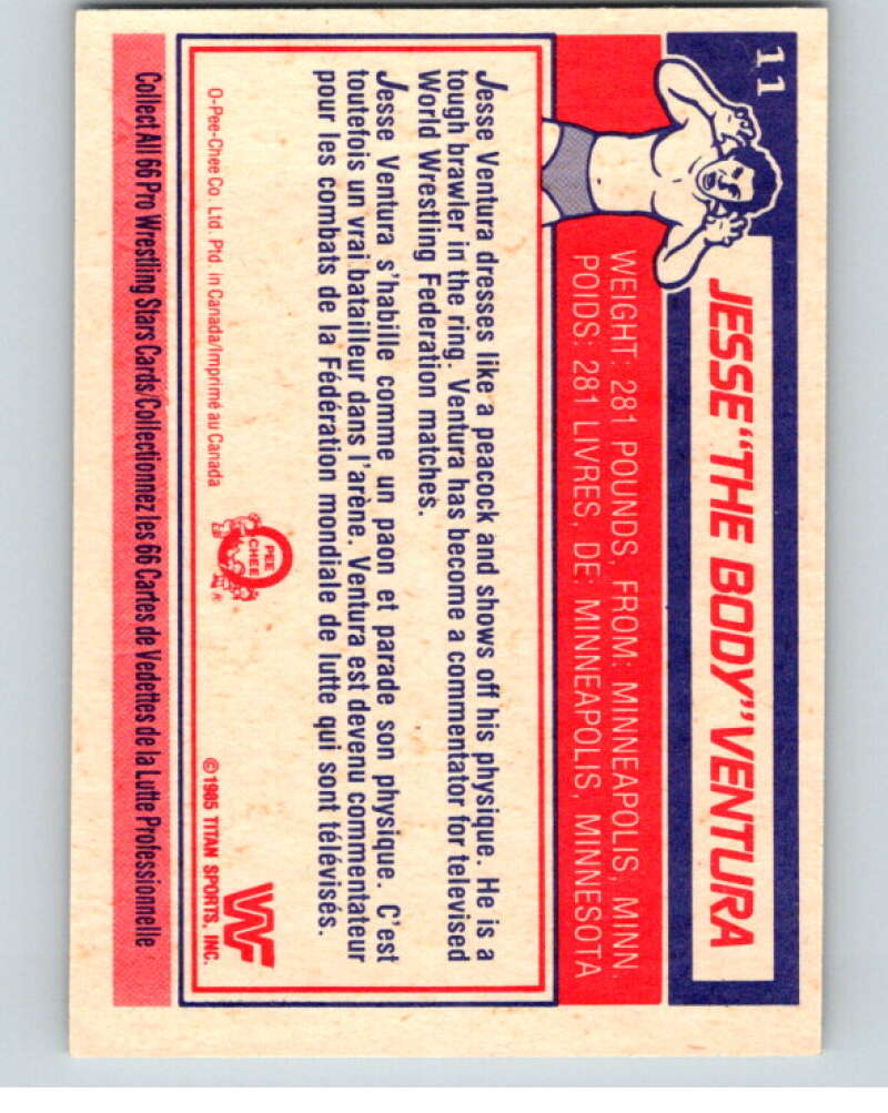 1985 O-Pee-Chee WWF #11 Jesse The Body Ventura V65696 Image 2