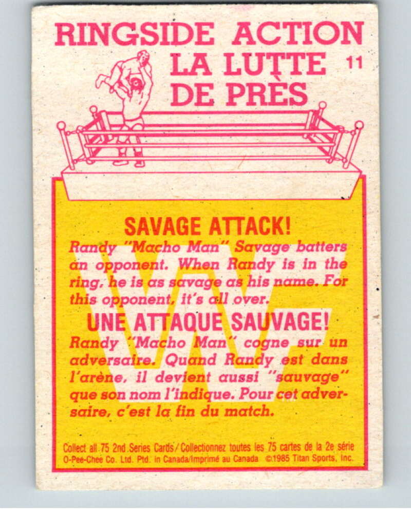 1985 O-Pee-Chee WWF Series 2 #11 Savage Attack! V65810 Image 2