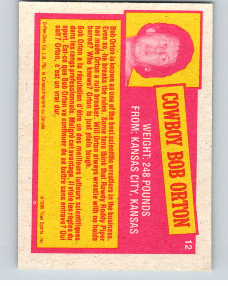 1985 O-Pee-Chee WWF Series 2 #12 Cowboy Bob Orton V65811 Image 2