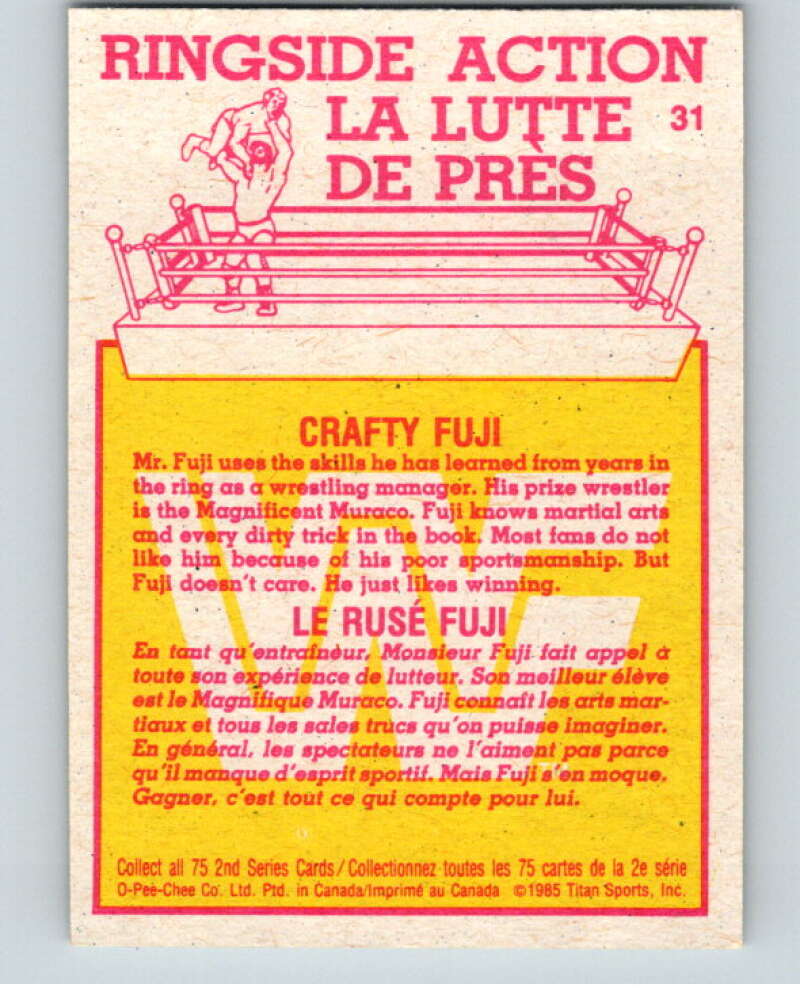 1985 O-Pee-Chee WWF Series 2 #31 Crafty Fuji V65873 Image 2