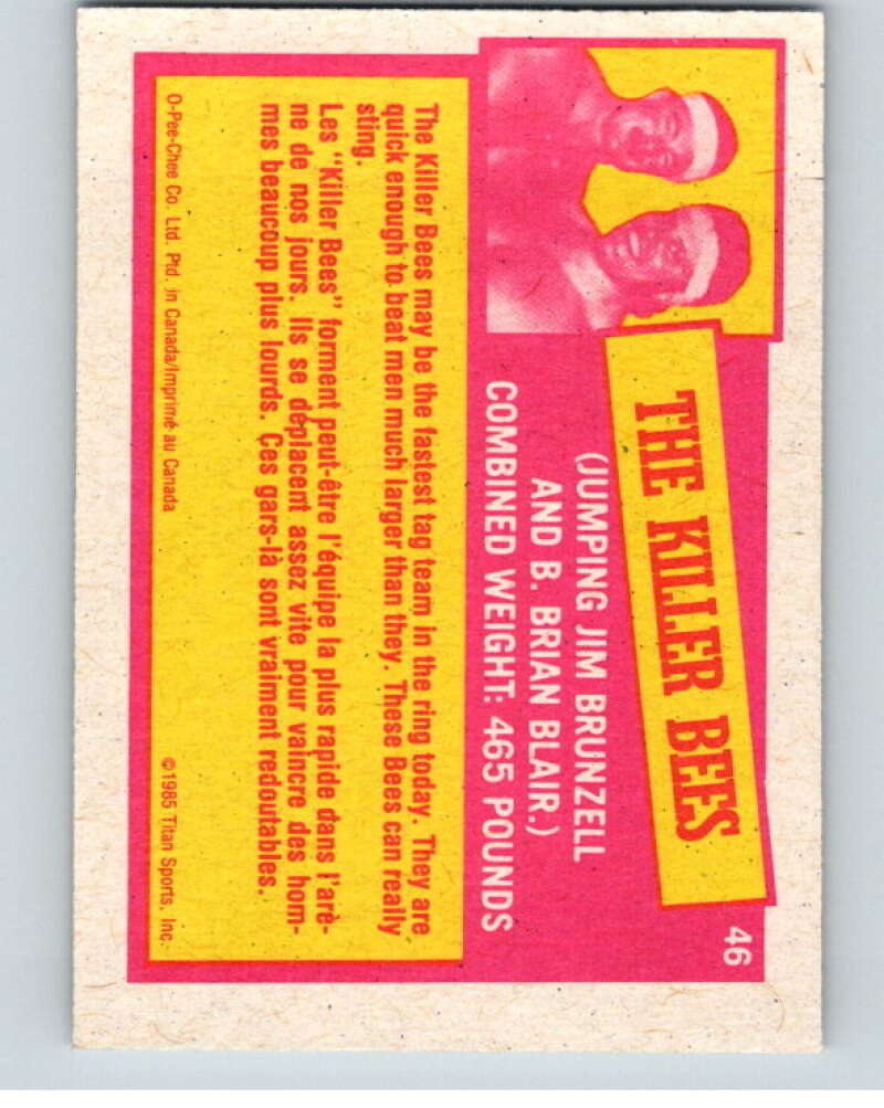 1985 O-Pee-Chee WWF Series 2 #46 The Killer Bees V65925 Image 2