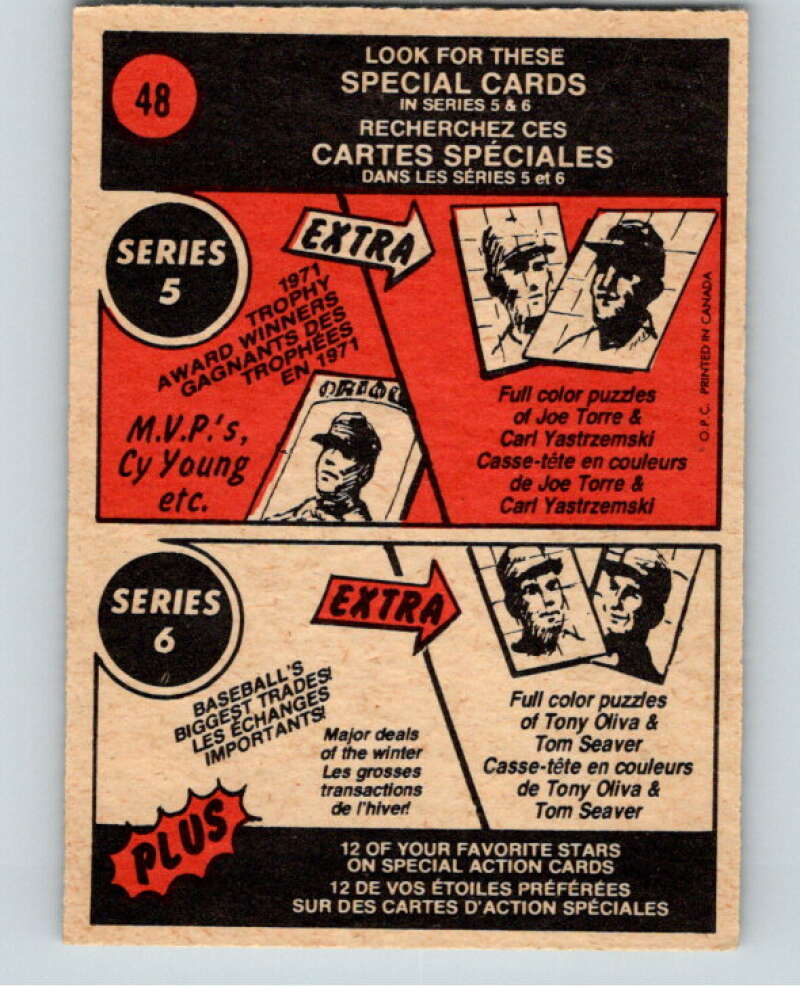 1972 O-Pee-Chee Baseball #48 John Ellis IA New York Yankees V66093 Image 2