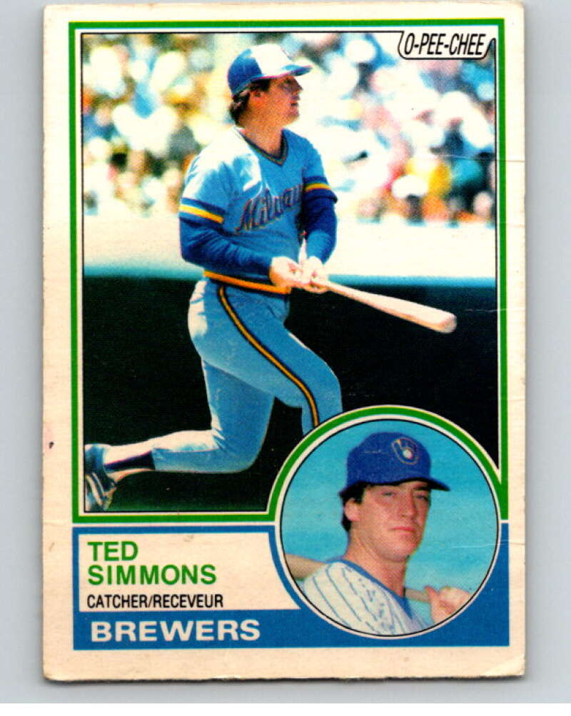 1983 O-Pee-Chee Baseball #284 Ted Simmons Milwaukee Brewers V66507 Image 1