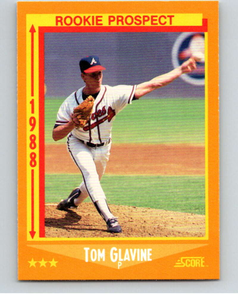 1988 Score #638 Tom Glavine RP RC Rookie Atlanta Braves V66524 Image 1