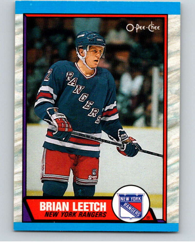 1989-90 O-Pee-Chee #136 Brian Leetch RC Rookie New York Rangers V66551 Image 1