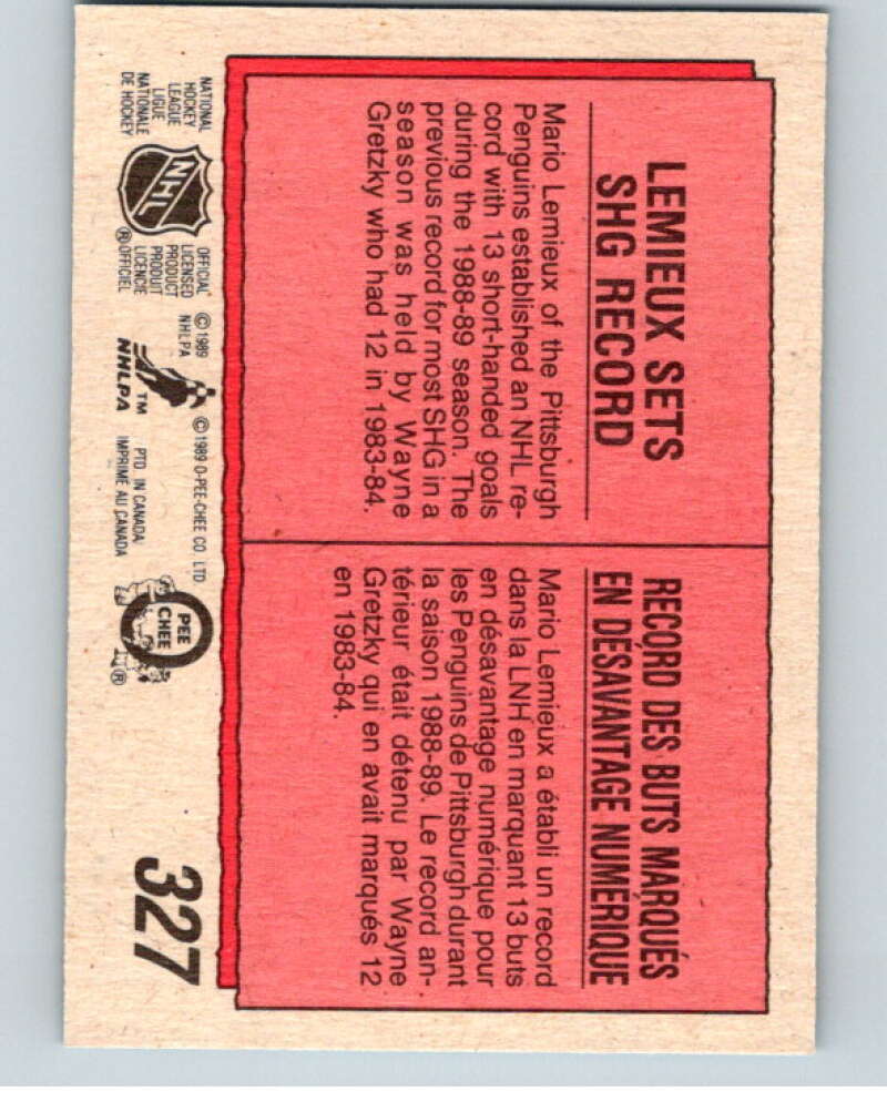 1989-90 O-Pee-Chee #327 Mario Lemieux HL Pittsburgh Penguins V66557 Image 2